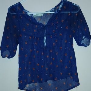 Abercrombie & Fitch Navy Blouse with Orange Accents